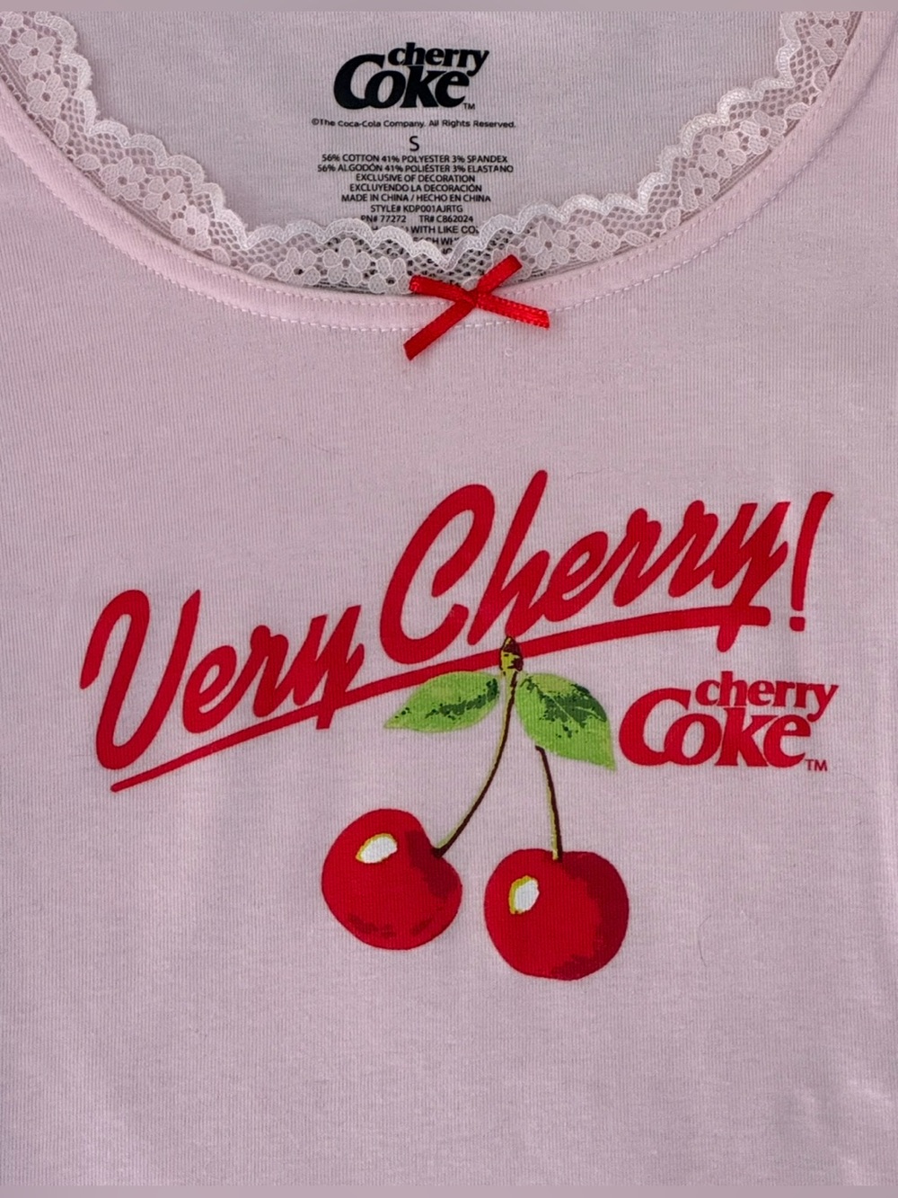 'Very Cherry' Lace-Trim Pink Graphic Tee - Picture 2 of 2